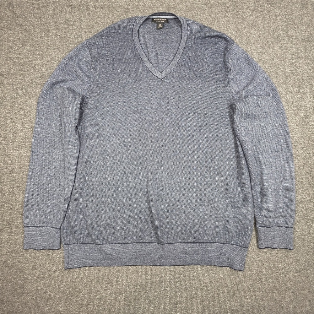 Banana Republic Knit Luxury Silk Blend Gray V-Neck Sweater Men's Size XL